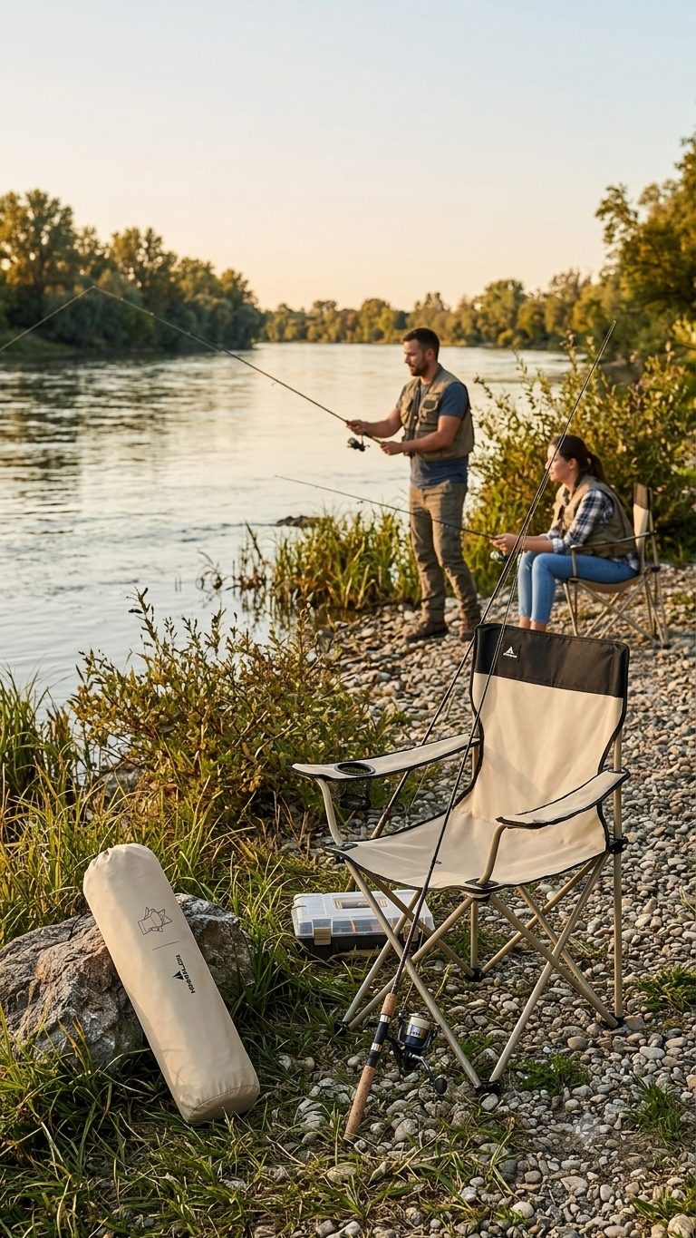 Foldable Quad Camping Chair with Cup Holder | Heavy-Duty Portable Outdoor Chair